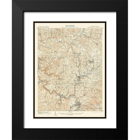 Connellsville Pennsylvania Quad - USGS 1902 Black Modern Wood Framed Art Print with Double Matting by USGS