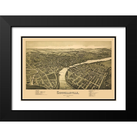 Connellsville Pennsylvania - Moyer 1897 Black Modern Wood Framed Art Print with Double Matting by Moyer