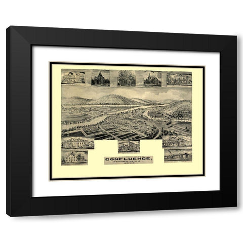 Confluence Pennsylvania -1905 Black Modern Wood Framed Art Print with Double Matting by Unknown
