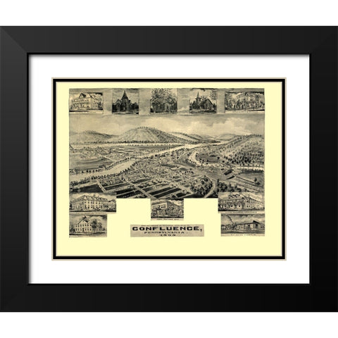 Confluence Pennsylvania -1905 Black Modern Wood Framed Art Print with Double Matting by Unknown