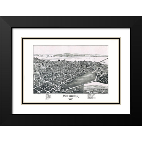 Columbia Pennsylvania - Moyer 1894 Black Modern Wood Framed Art Print with Double Matting by Moyer