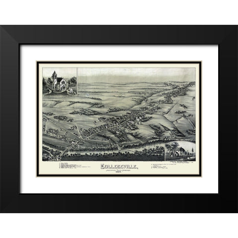 Collegeville Pennsylvania - Moyer 1894 Black Modern Wood Framed Art Print with Double Matting by Moyer