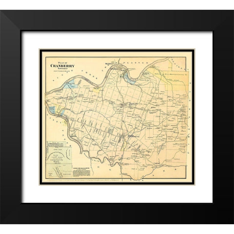 Cranberry Pennsylvania Landowner - Beers 1885 Black Modern Wood Framed Art Print with Double Matting by Beers