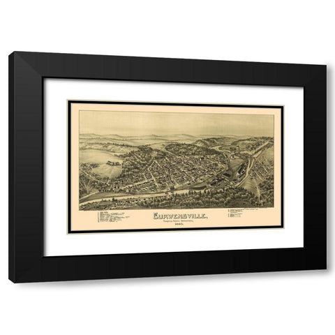 Curwensville Pennsylvania - Moyer 1895 Black Modern Wood Framed Art Print with Double Matting by Moyer