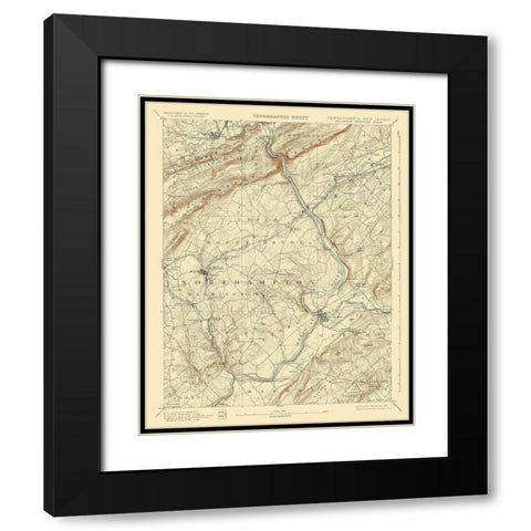 Delaware Watergap Pennsylvania New Jersey Sheet Black Modern Wood Framed Art Print with Double Matting by USGS