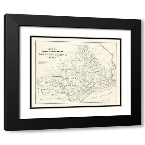 Delaware County Pennsylvania - Bowen 1790 Black Modern Wood Framed Art Print with Double Matting by Bowen