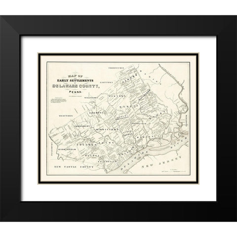 Delaware County Pennsylvania - Bowen 1790 Black Modern Wood Framed Art Print with Double Matting by Bowen