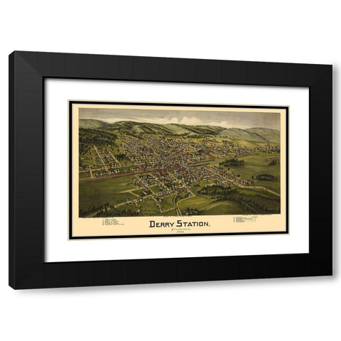 Derry Pennsylvania - Moyer 1900 Black Modern Wood Framed Art Print with Double Matting by Moyer