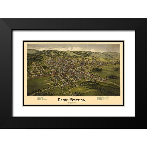 Derry Pennsylvania - Moyer 1900 Black Modern Wood Framed Art Print with Double Matting by Moyer
