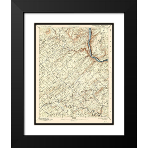 Doylestown Pennsylvania New Jersey Sheet Black Modern Wood Framed Art Print with Double Matting by USGS