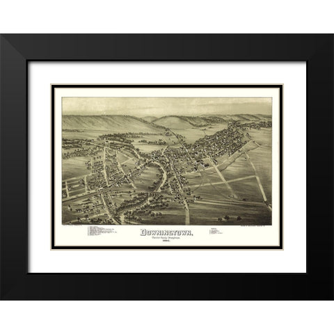 Downington Pennsylvania - Fowler 1893 Black Modern Wood Framed Art Print with Double Matting by Fowler