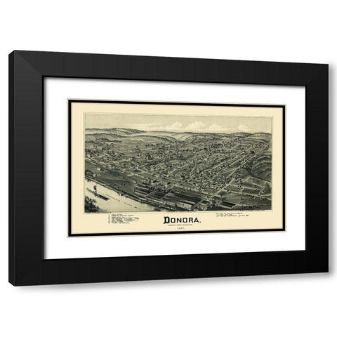 Donora Pennsylvania - Moyer 1901 Black Modern Wood Framed Art Print with Double Matting by Moyer