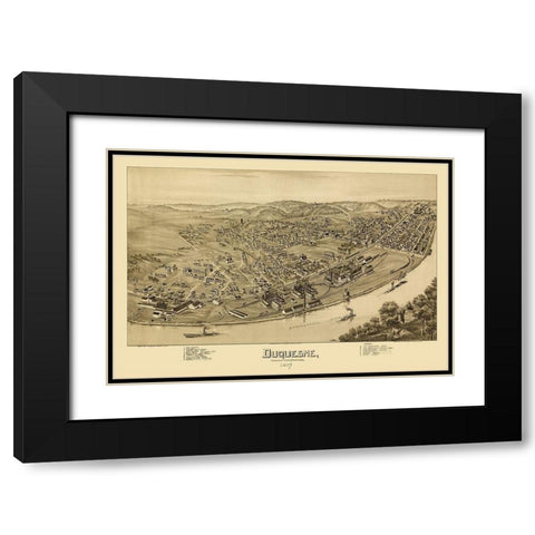 Duquesne Pennsylvania - Fowler 1897 Black Modern Wood Framed Art Print with Double Matting by Fowler