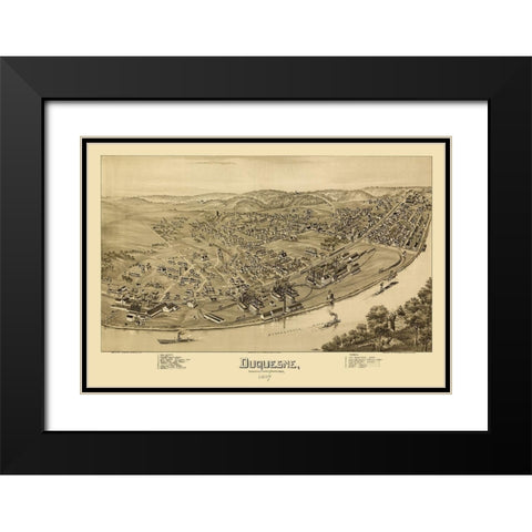 Duquesne Pennsylvania - Fowler 1897 Black Modern Wood Framed Art Print with Double Matting by Fowler