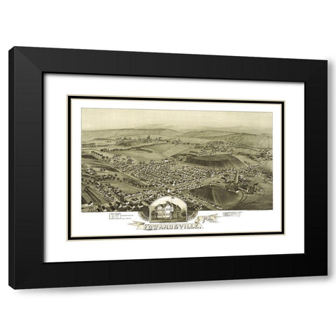 Edwardsville Pennsylvania - Fowler 1892 Black Modern Wood Framed Art Print with Double Matting by Fowler