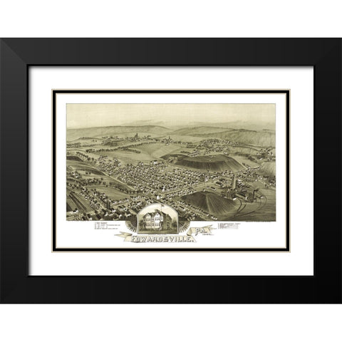 Edwardsville Pennsylvania - Fowler 1892 Black Modern Wood Framed Art Print with Double Matting by Fowler
