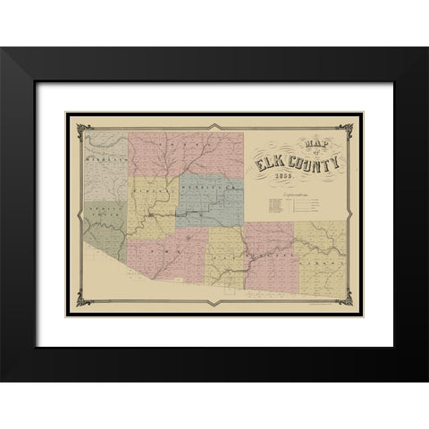 Elk County Pennsylvania - Philed 1855 Black Modern Wood Framed Art Print with Double Matting by Philed