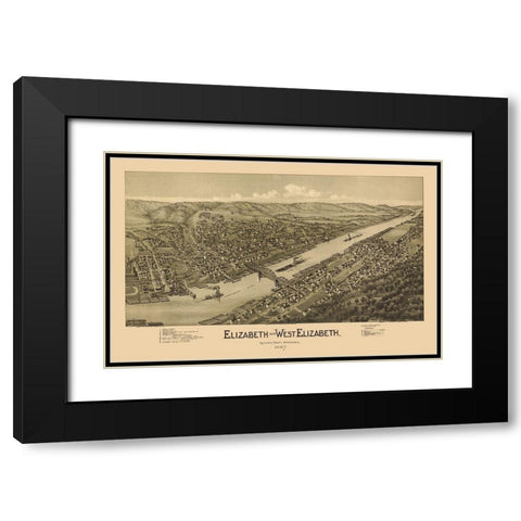 Elizabeth Pennsylvania - Fowler 1897 Black Modern Wood Framed Art Print with Double Matting by Fowler