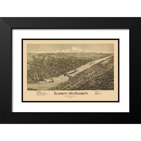 Elizabeth Pennsylvania - Fowler 1897 Black Modern Wood Framed Art Print with Double Matting by Fowler