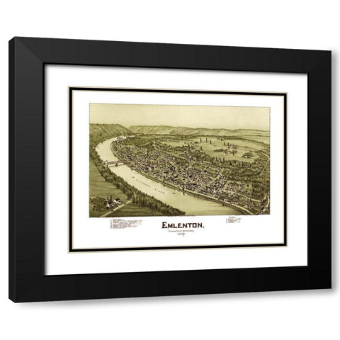 Emlenton Pennsylvania - Fowler 1897 Black Modern Wood Framed Art Print with Double Matting by Fowler