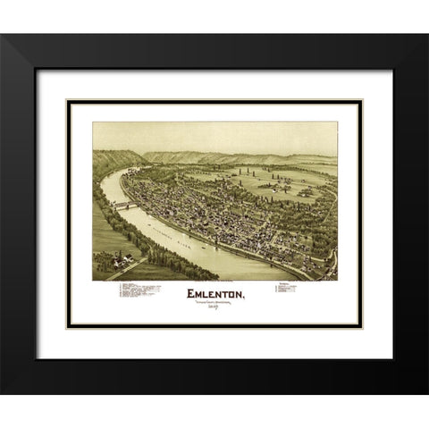 Emlenton Pennsylvania - Fowler 1897 Black Modern Wood Framed Art Print with Double Matting by Fowler