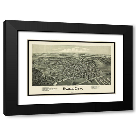 Evans City Pennsylvania - Fowler 1900 Black Modern Wood Framed Art Print with Double Matting by Fowler