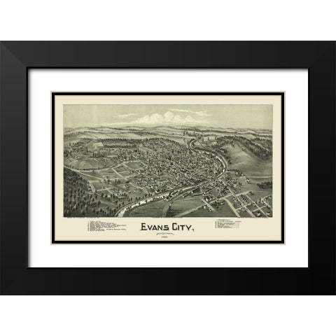 Evans City Pennsylvania - Fowler 1900 Black Modern Wood Framed Art Print with Double Matting by Fowler