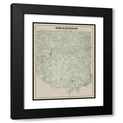 Farmington Pennsylvania Landowner - Caldwell 1877 Black Modern Wood Framed Art Print with Double Matting by Caldwell