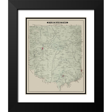 Farmington Pennsylvania Landowner - Caldwell 1877 Black Modern Wood Framed Art Print with Double Matting by Caldwell