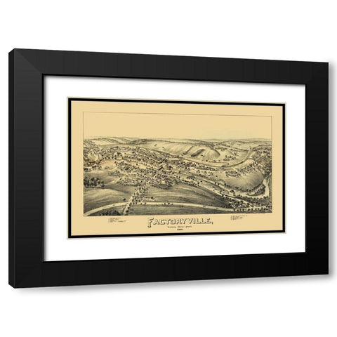 Factoryville Pennsylvania - Fowler 1891 Black Modern Wood Framed Art Print with Double Matting by Fowler
