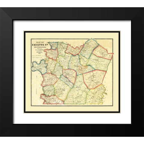 Fayette County Pennsylvania - Barnes 1865 Black Modern Wood Framed Art Print with Double Matting by Barnes
