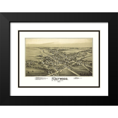 Fleetwood Pennsylvania - Fowler 1893 Black Modern Wood Framed Art Print with Double Matting by Fowler