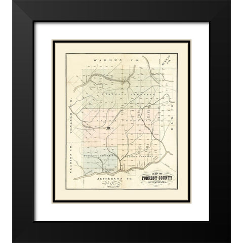 Forest County Pennsylvania - Barnes 1858 Black Modern Wood Framed Art Print with Double Matting by Barnes