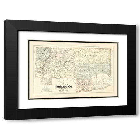 Forest County Pennsylvania - Smith 1876 Black Modern Wood Framed Art Print with Double Matting by Smith