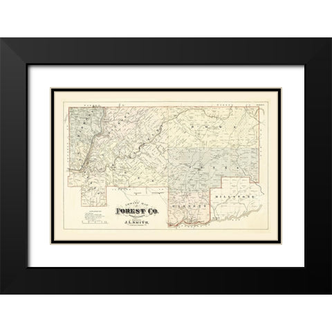 Forest County Pennsylvania - Smith 1876 Black Modern Wood Framed Art Print with Double Matting by Smith