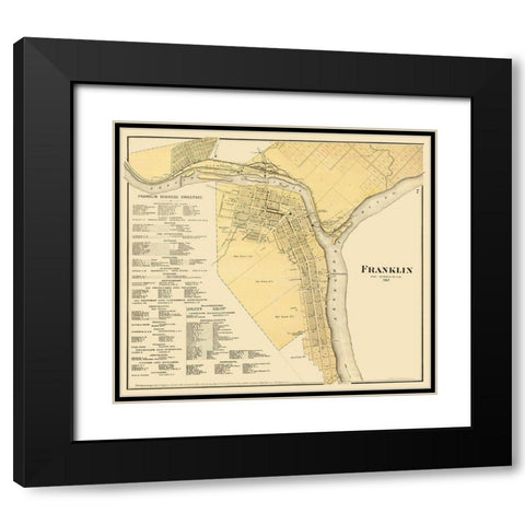 Franklin Pennsylvania - Mayer 1865 Black Modern Wood Framed Art Print with Double Matting by Mayer