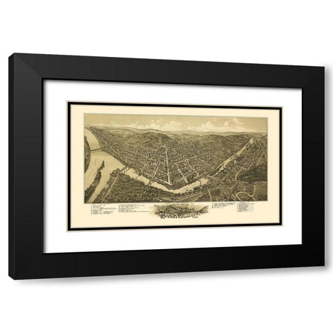 Franklin Pennsylvania - Fowler 1901 Black Modern Wood Framed Art Print with Double Matting by Fowler