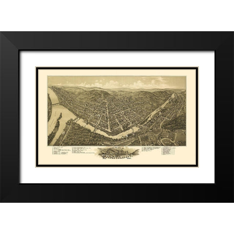 Franklin Pennsylvania - Fowler 1901 Black Modern Wood Framed Art Print with Double Matting by Fowler