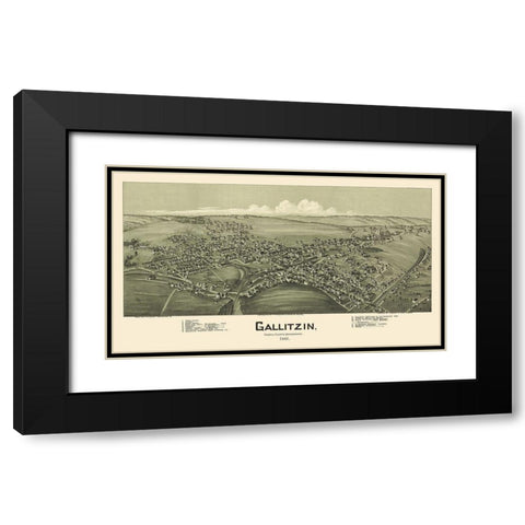 Gallitzin Pennsylvania - Fowler 1901 Black Modern Wood Framed Art Print with Double Matting by Fowler