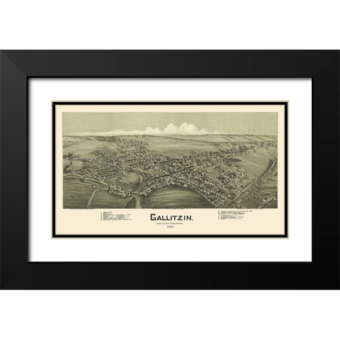 Gallitzin Pennsylvania - Fowler 1901 Black Modern Wood Framed Art Print with Double Matting by Fowler