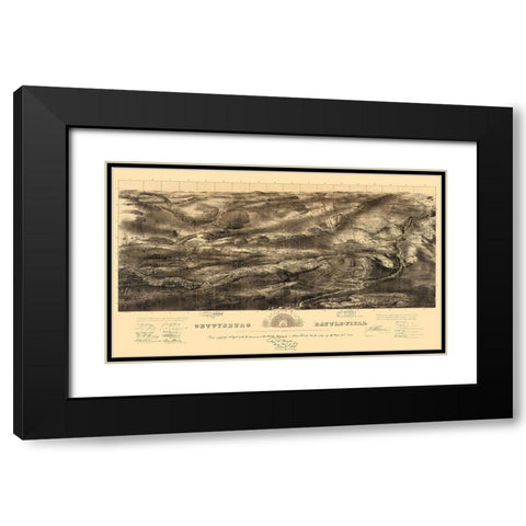 Gettysburg Pennsylvania - Badulder 1863 Black Modern Wood Framed Art Print with Double Matting by Badulder