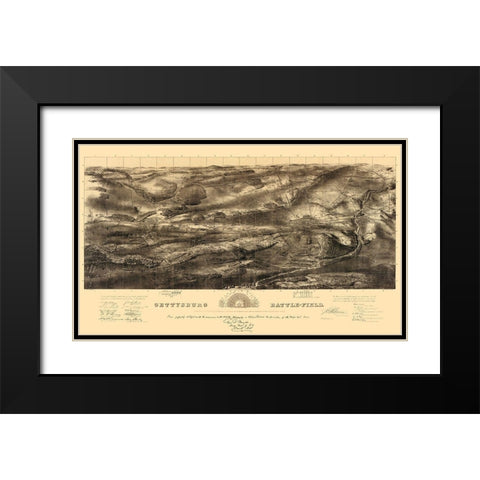 Gettysburg Pennsylvania - Badulder 1863 Black Modern Wood Framed Art Print with Double Matting by Badulder