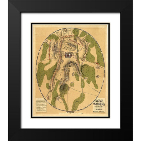 Gettysburg Pennsylvania - Ditterline 1863 Black Modern Wood Framed Art Print with Double Matting by Ditterline