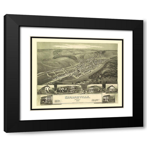 Girardville Pennsylvania - Fowler 1889 Black Modern Wood Framed Art Print with Double Matting by Fowler