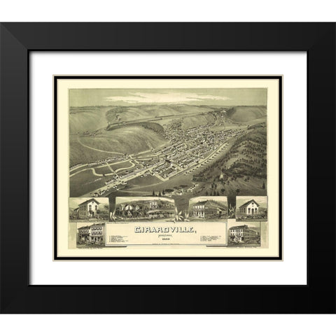 Girardville Pennsylvania - Fowler 1889 Black Modern Wood Framed Art Print with Double Matting by Fowler