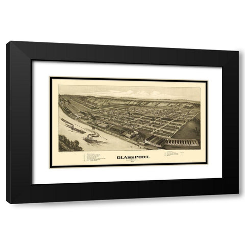 Glassport Pennsylvania - Fowler 1902 Black Modern Wood Framed Art Print with Double Matting by Fowler