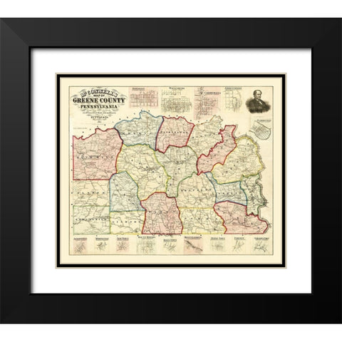 Greene County Pennsylvania - McConnell 1865 Black Modern Wood Framed Art Print with Double Matting by McConnell