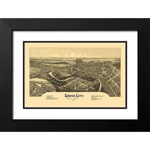 Grove City Pennsylvania - Fowler 1901 Black Modern Wood Framed Art Print with Double Matting by Fowler