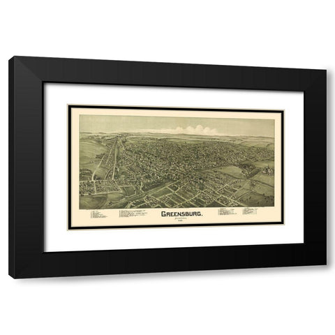 Greensburg Pennsylvania - Fowler 1901 Black Modern Wood Framed Art Print with Double Matting by Fowler