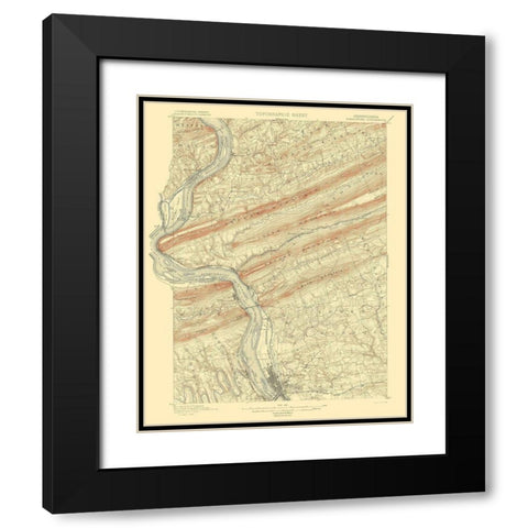 Harrisburg Pennsylvania Quad - USGS 1899 Black Modern Wood Framed Art Print with Double Matting by USGS